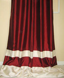 Double Bordered Solid Silk Dupioni Drapes and Curtains